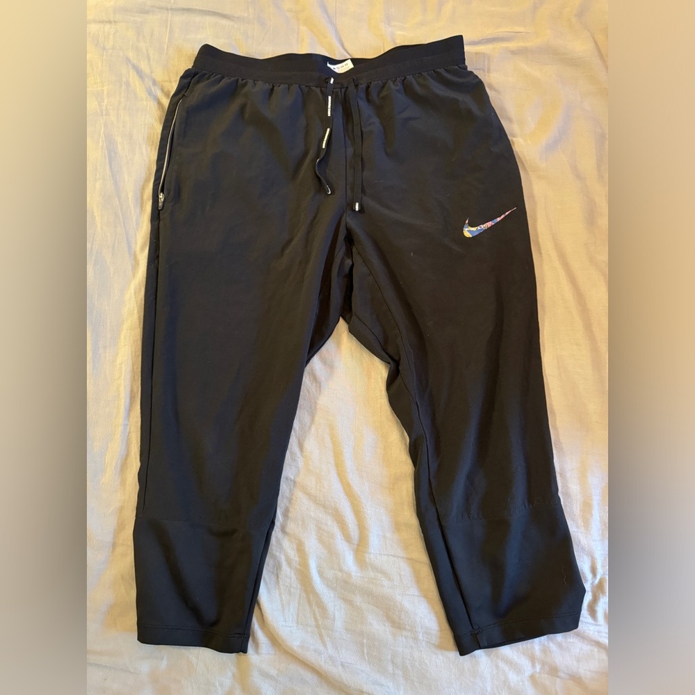 Nike Flex Mens Run Wild RUNNING 3/4 CROP Pants Medium Black